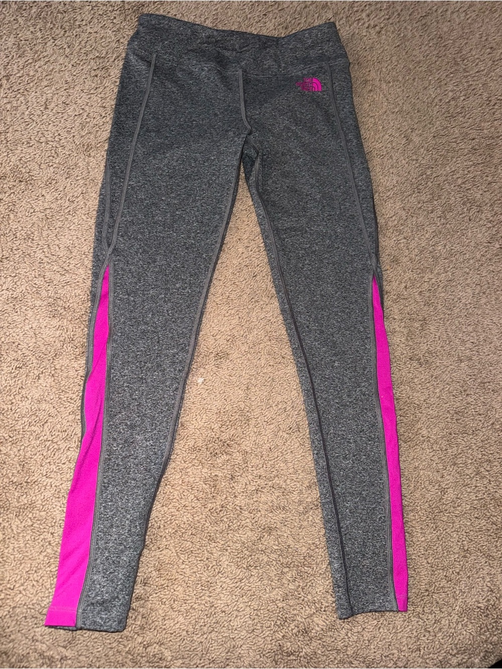 The North Face Gray Leggings with Pink Side Panels